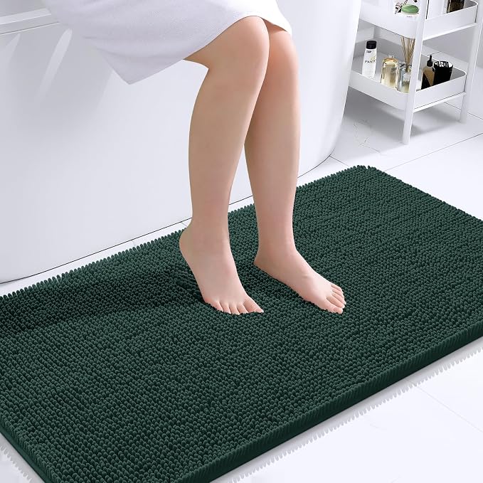 OLANLY Large Bathroom Rugs 40x24, Soft Absorbent Chenille Bath Rugs, Rubber
