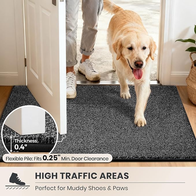 PURRUGS Dirt Trapping Door Mat 34" x 59", Non-Slip Machine Washable Entryway Rug
