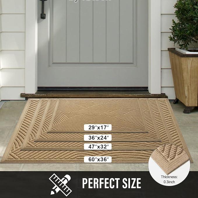 HIYARD Sturdy Front Door Mat, Absorbent Muddy Dirt Resist Welcome Door Mats