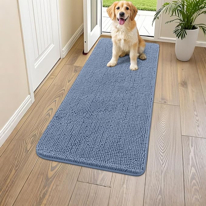 Smiry Dog Door Mat for Muddy Paws 47x20, Absorbent Dirt Trapper, Non-Slip