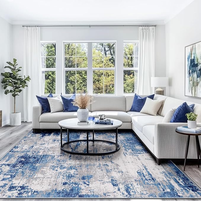 RELEANY Washable Area Rugs 10'x14' Non-Slip Modern Abstract Soft