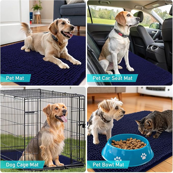 OLANLY Dog Door Mat for Muddy Paws 47x20, Absorbs Moisture and Dirt, Absorbent