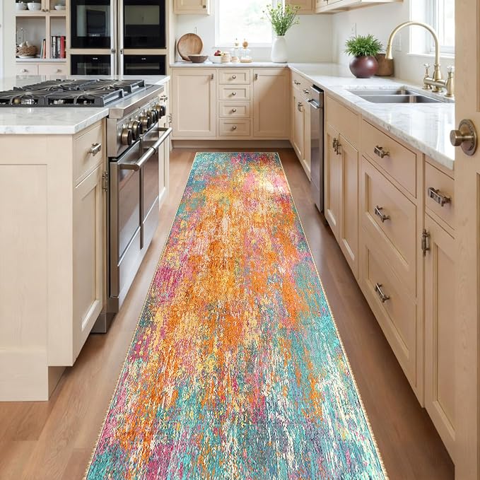 RELEANY Washable Area Rugs 2'x10' Non-Slip Modern Abstract Soft