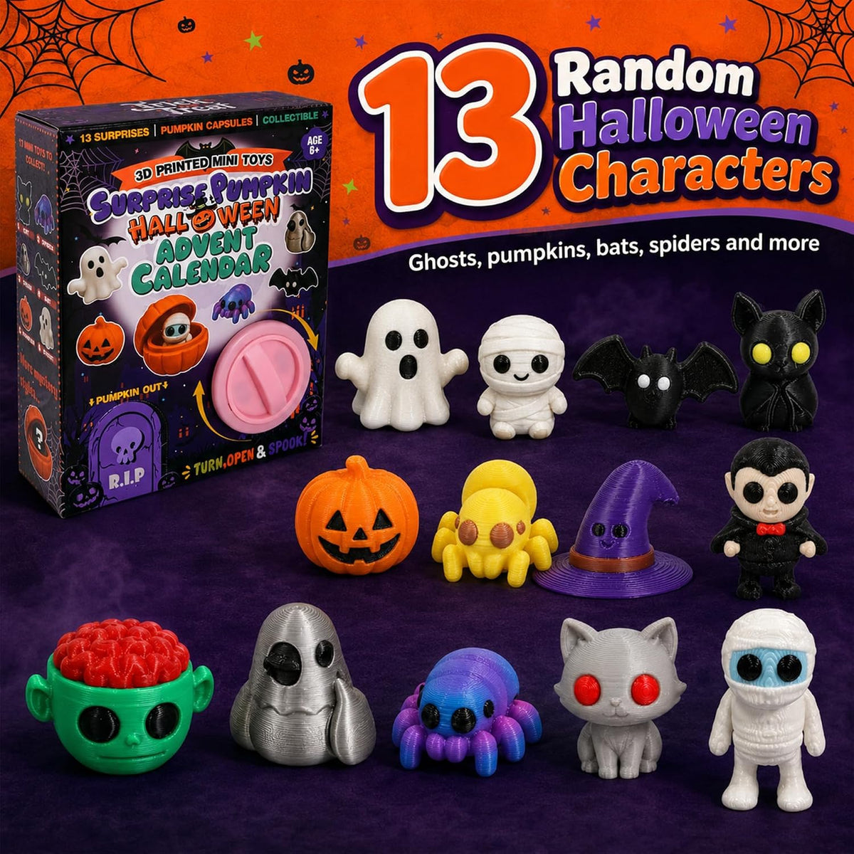 Halloween Advent Calendar 2026,13 Pumpkin Capsule Mini Figures