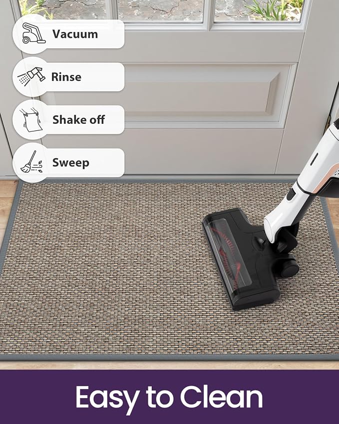 DEXI Ultra Thin Entryway Indoor Door Mat 36x56, Non Slip Rubber Backing Inside