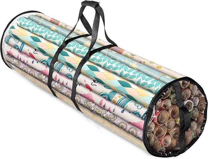 ZOBER Round Christmas Gift Wrapping Paper Organizer Storage