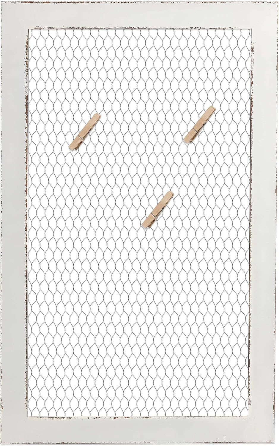 SOFE Chicken Wire White Framed Bulletin Boards, 18×29" Wood Grid Shelf