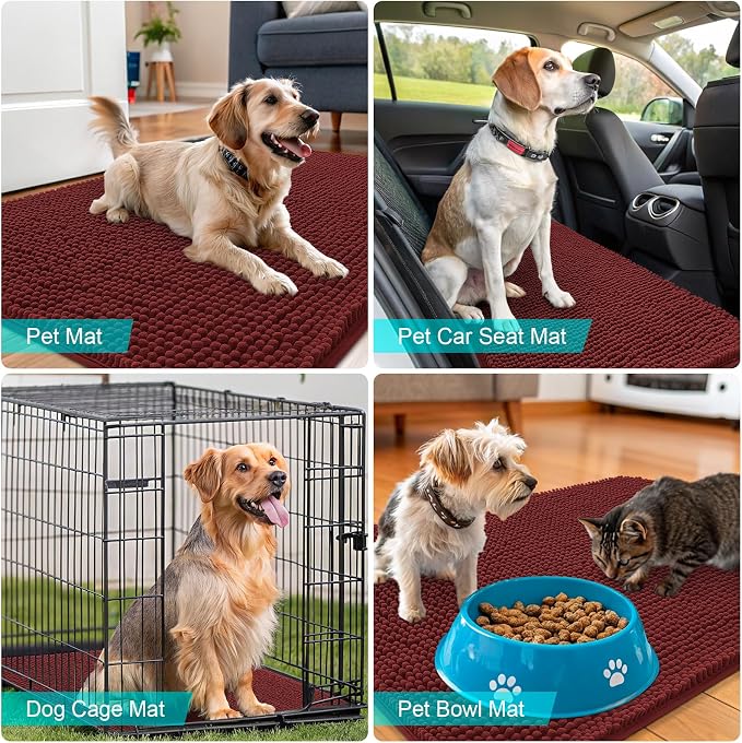 OLANLY Dog Door Mat for Muddy Paws 40x24, Absorbs Moisture and Dirt, Absorbent
