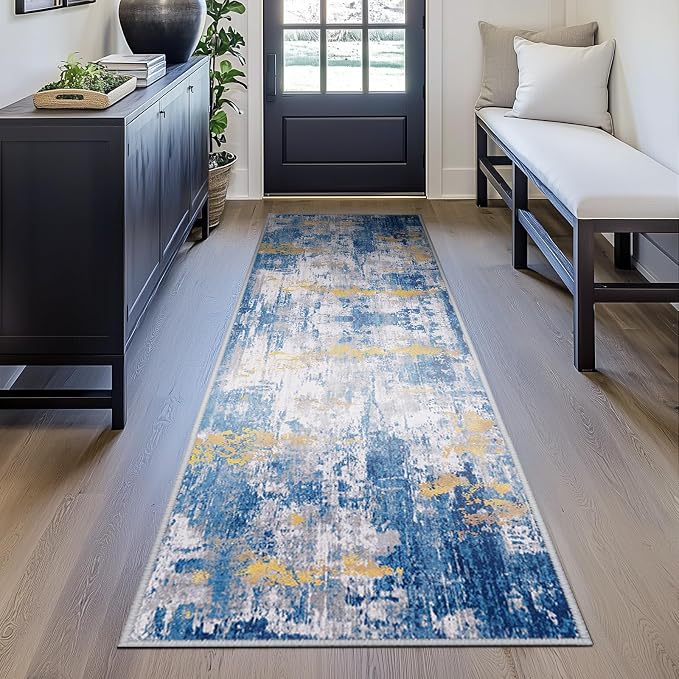 RELEANY Washable Area Rugs 2'x6' Non-Slip Modern Abstract Soft