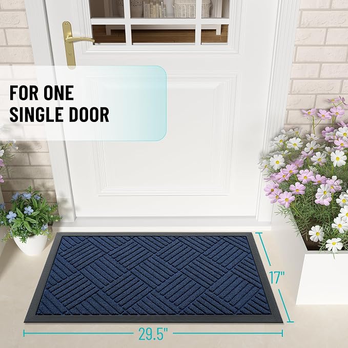 OLANLY Front Door Mat Outside Entrance 29.5x17, Heavy Duty Sturdy Natural