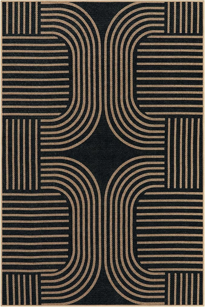 Lahome Enfys Modern Geometric Easy Jute Rug, 6x9 Area Rugs