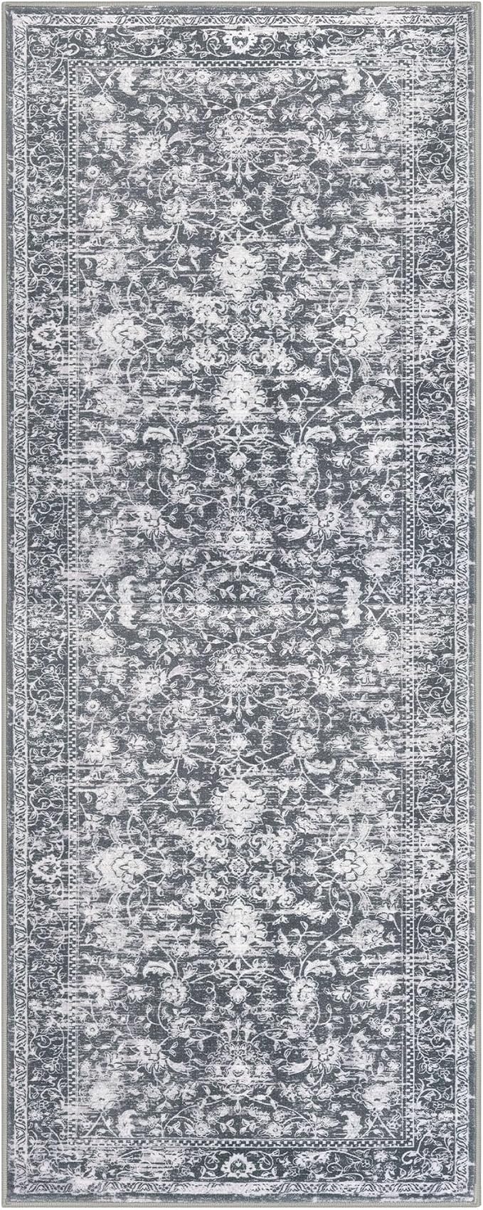 KILOCOCO Hallway Runner 2x5 Kitchen Runner Rug Printed Vintage Floral Washable