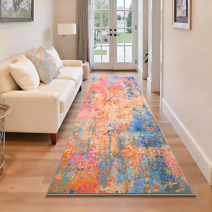 2x6 Rainbow Rug Runners for Hallways Kitchen Runner Rug Non Slip Washable
