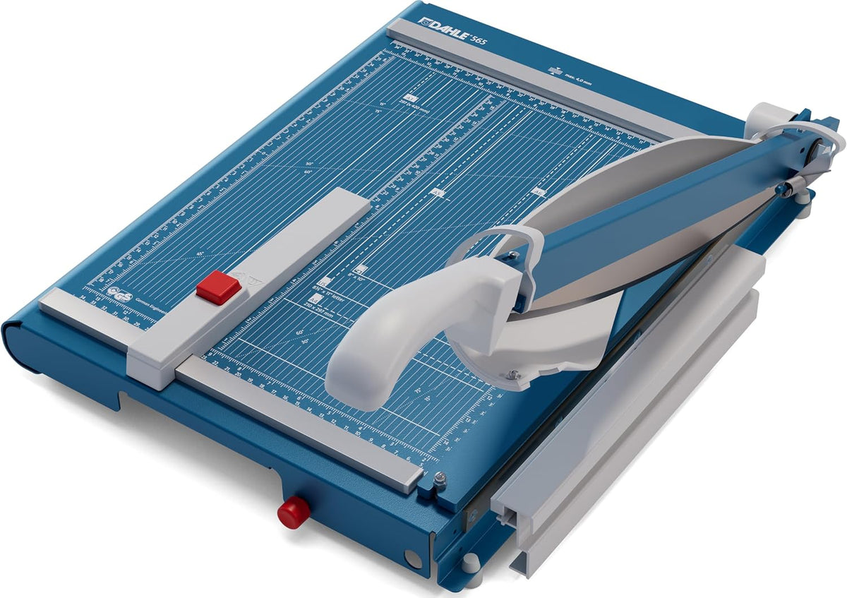 Dahle 565 Premium Guillotine Trimmer, 15" Cut Length, 35 Sheet Capacity, Self-Sharpening Blade, Automatic Clamp, w/Safety Guard