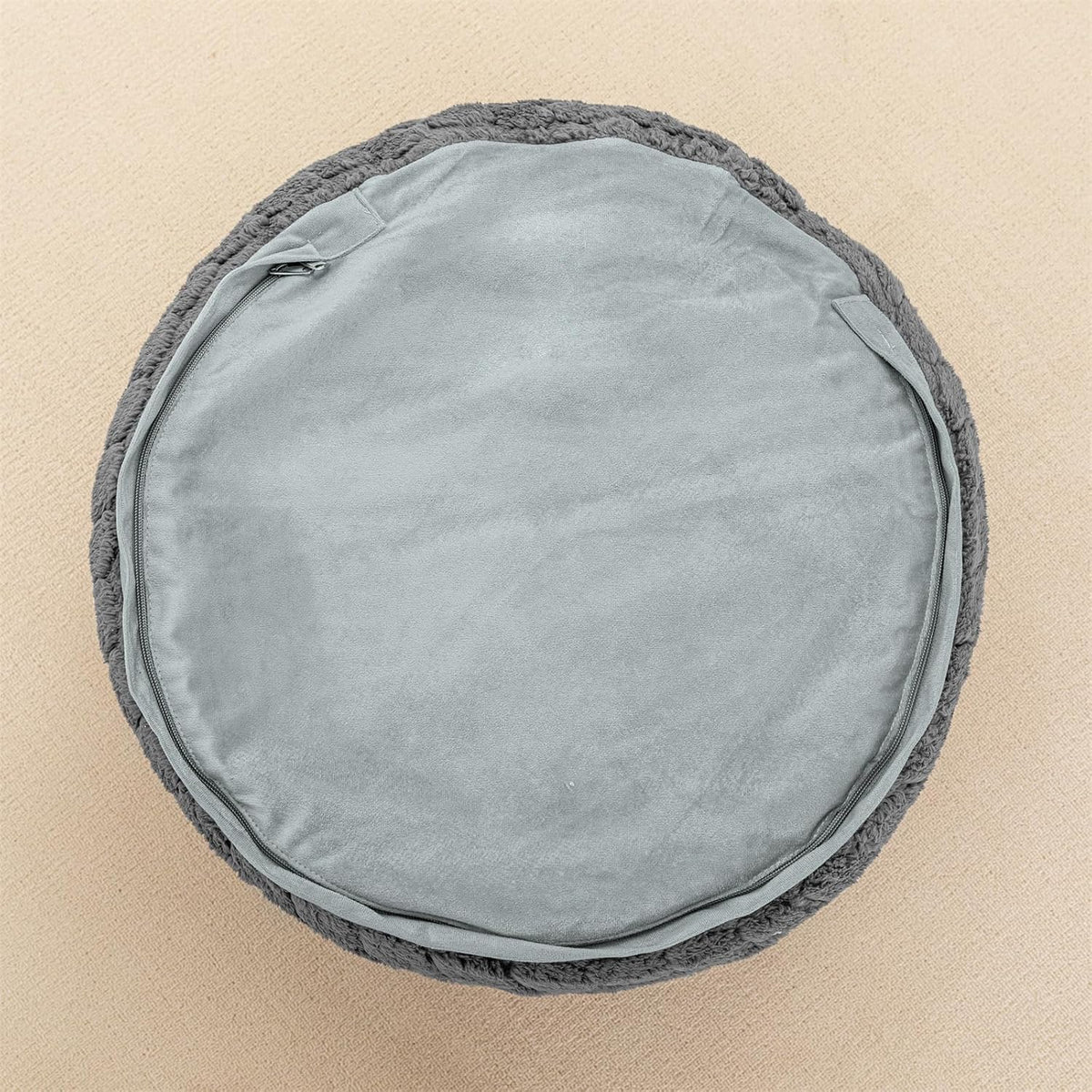 Poofieotto Ottoman Foot Rest,Pouf Foot Stool,Bean Bag Ottoman,Grey,20x14 in