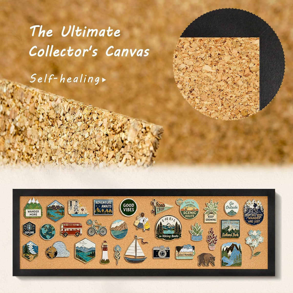 DOLLAR BOSS Narrow Linen Bulletin Board 36"x12" Long Cork Board, Black