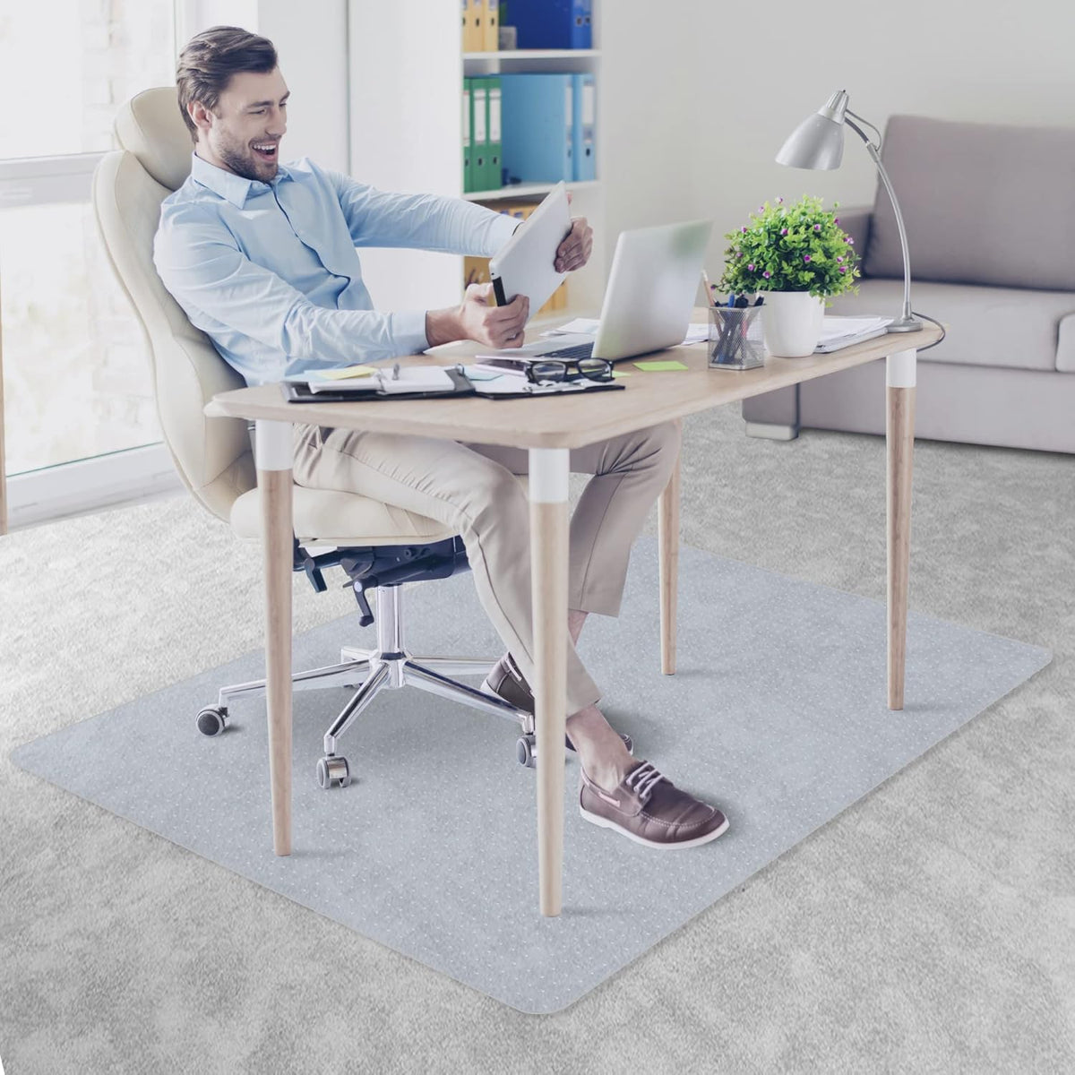 Super Deal Upgraded 46" X 60" Office Chair Mat for Carpet Floor, Non-Slip Under Desk Carpeted Floor Protector, Heavy Duty Clear Plastic Carpet with Lip for Home Office Gaming Chair