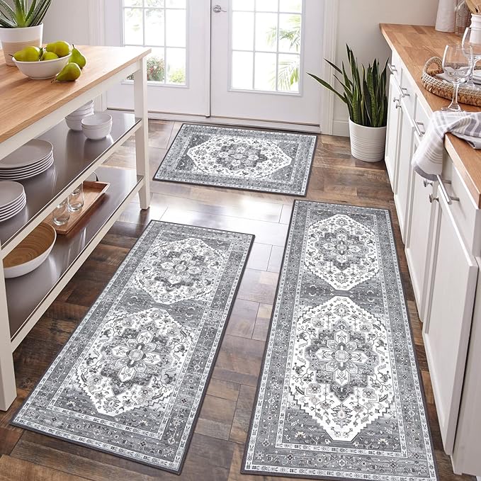 HEBE Boho Kitchen Rug Sets 3 Piece