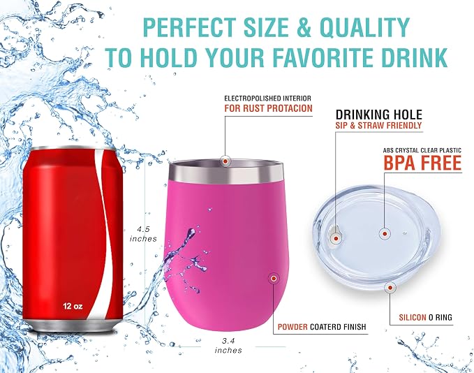 CHILLOUT LIFE 12 oz Stainless Steel Wine Tumbler