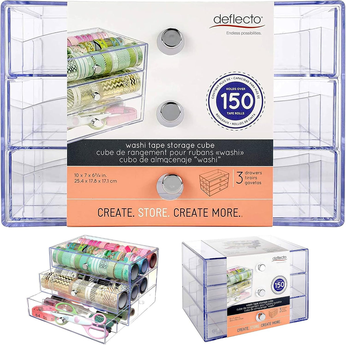 Deflecto 3-Drawer Transparent Storage Cube