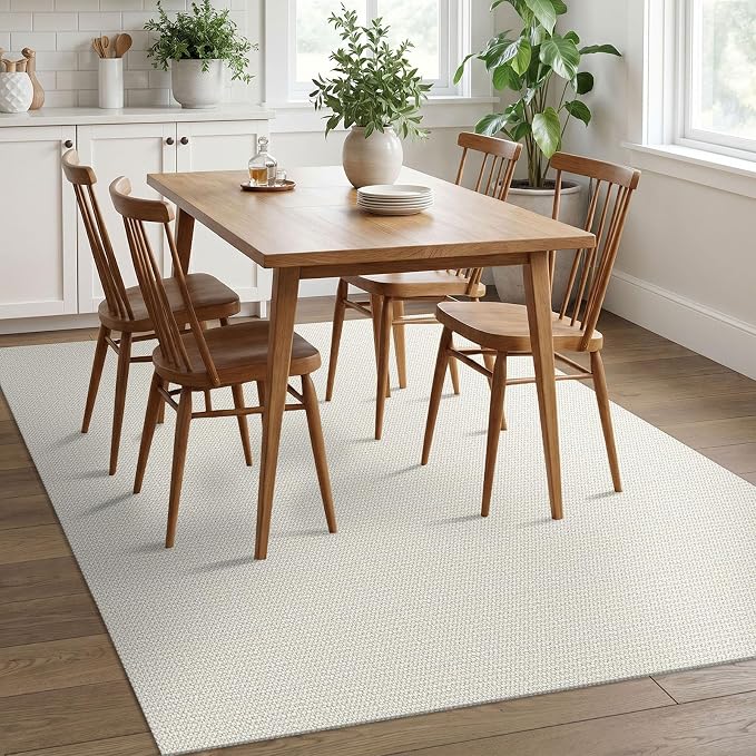 EARTHALL Washable Area Rugs 5x7 Ft Non Slip Living Room Rugs Cotton Rubber