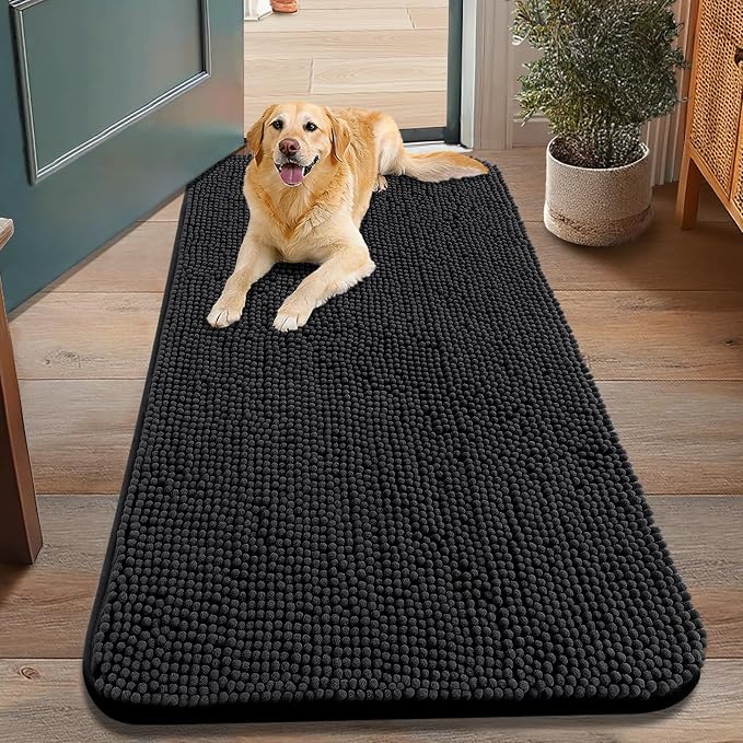 Smiry Dog Door Mat for Muddy Paws 48x30, Absorbent Dirt Trapper, Non-Slip