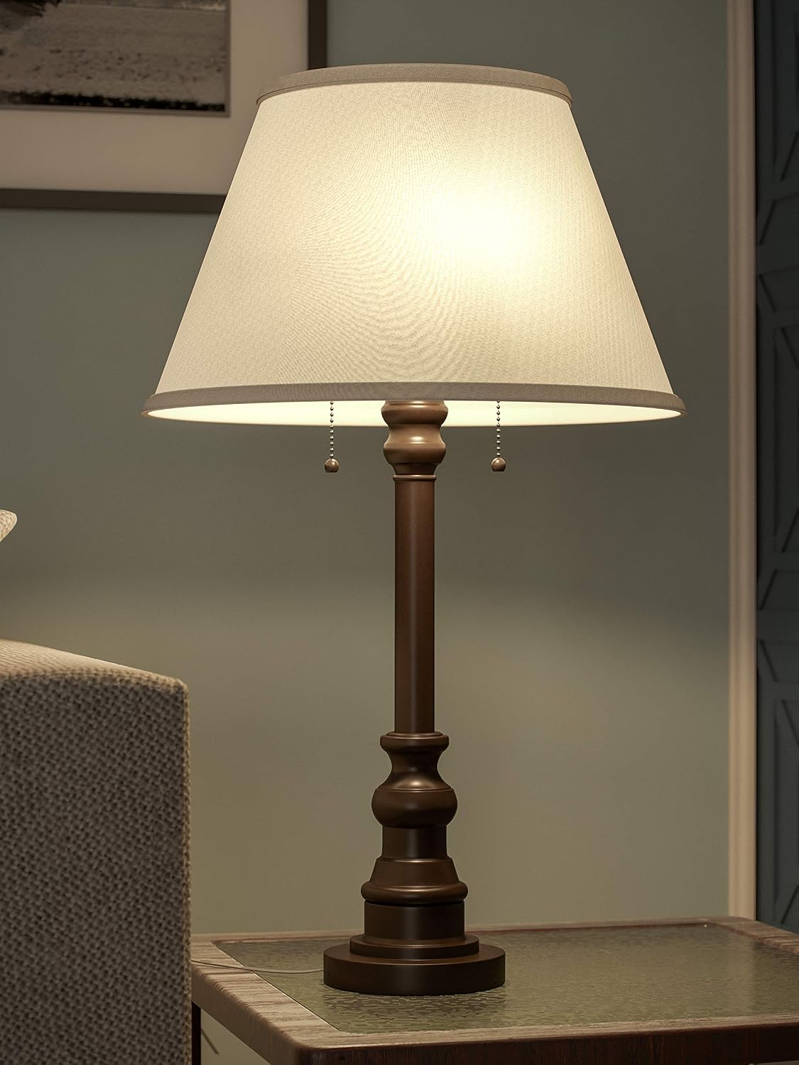 Kenroy Home Spyglass Table Lamp with Bronze Finish, Classic Style, 30.5" Height, 17" Width, 17" Depth