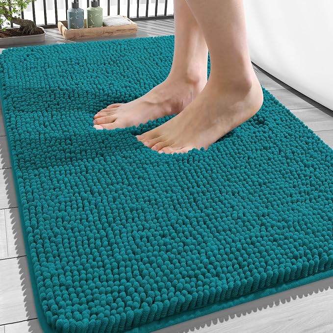 OLANLY Bathroom Rugs 34x21, Extra Soft Absorbent Chenille Bath Rugs, Rubber