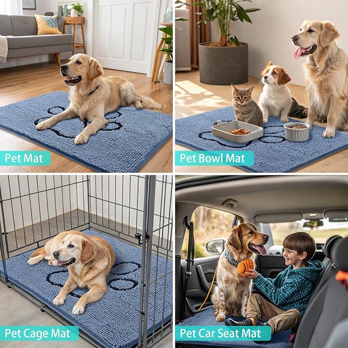 Smiry Dog Door Mat for Muddy Paws, Absorbent Dirt Trapper Non Slip Quick Dry