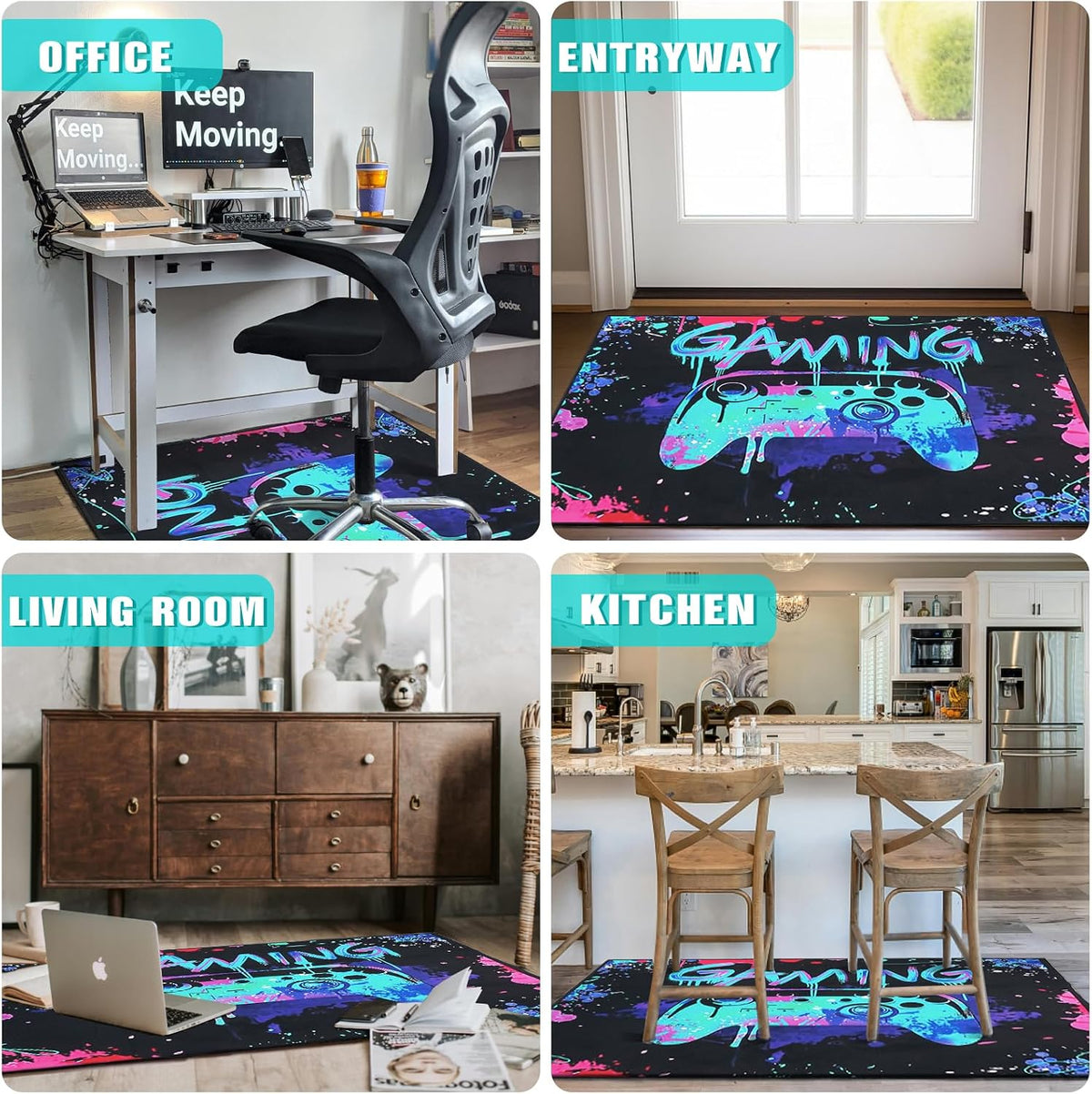 Gaming Chair Mat for Hardwood Floor 36"X 48" Office Chair Rug for Game Rolling Chairs Computer Desk Heavy Duty Non-Slip Low Pile Rugs Gamer Protector Mats for Hard Floor & Tile
