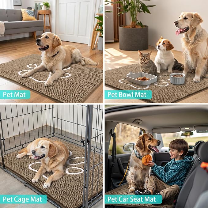 Smiry Dog Door Mat for Muddy Paws, Absorbent Dirt Trapper Non Slip Quick Dry