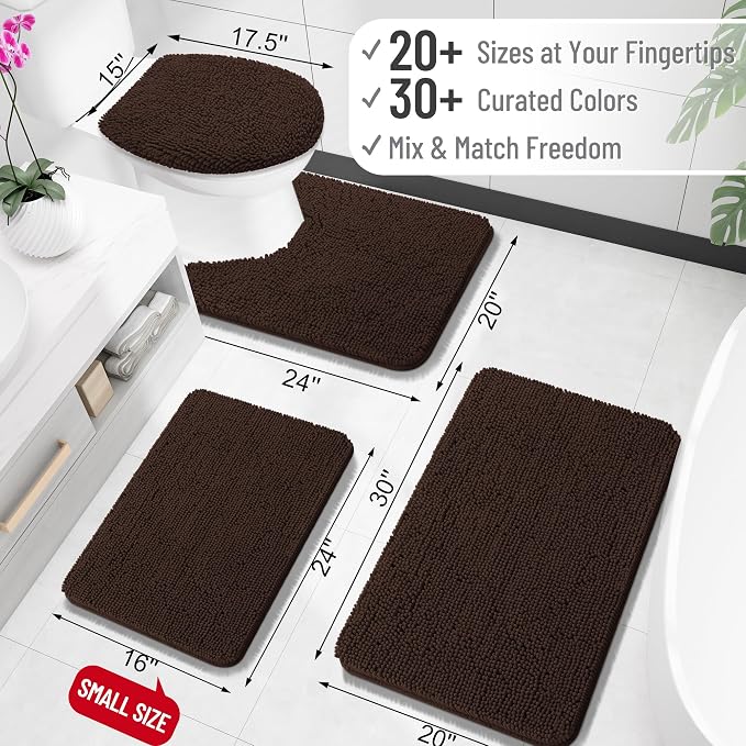 OLANLY Bathroom Rugs 30x20, Extra Soft Absorbent Chenille Bath Rugs, Rubber