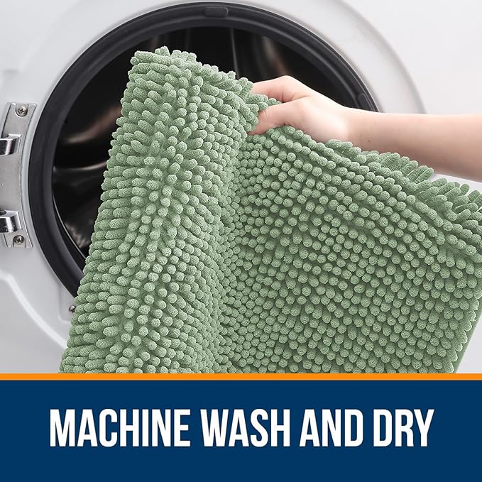 OLANLY Bathroom Rugs 30x18, Extra Soft Absorbent Chenille Bath Rugs, Rubber