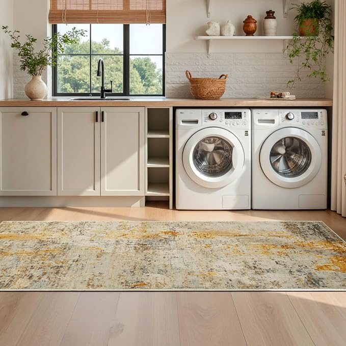 Runner Rug for Kitchen Beige Hallways Runner Rug Non Slip 2'6''x8' Washable