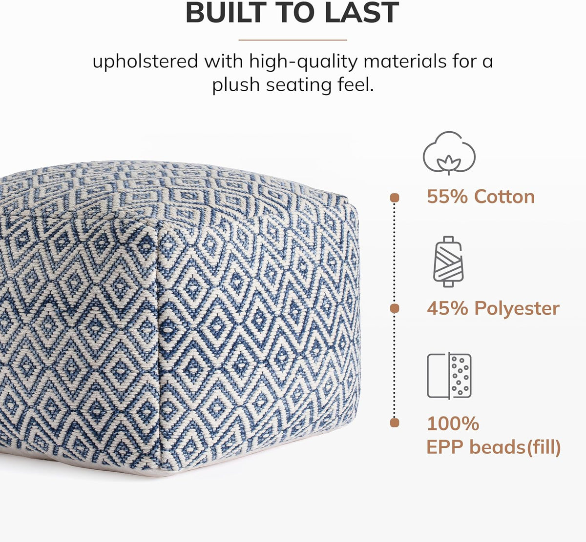 Anji Mountain 16" H x 22" W Handmade Pouf Ottoman for Living Room & Couch