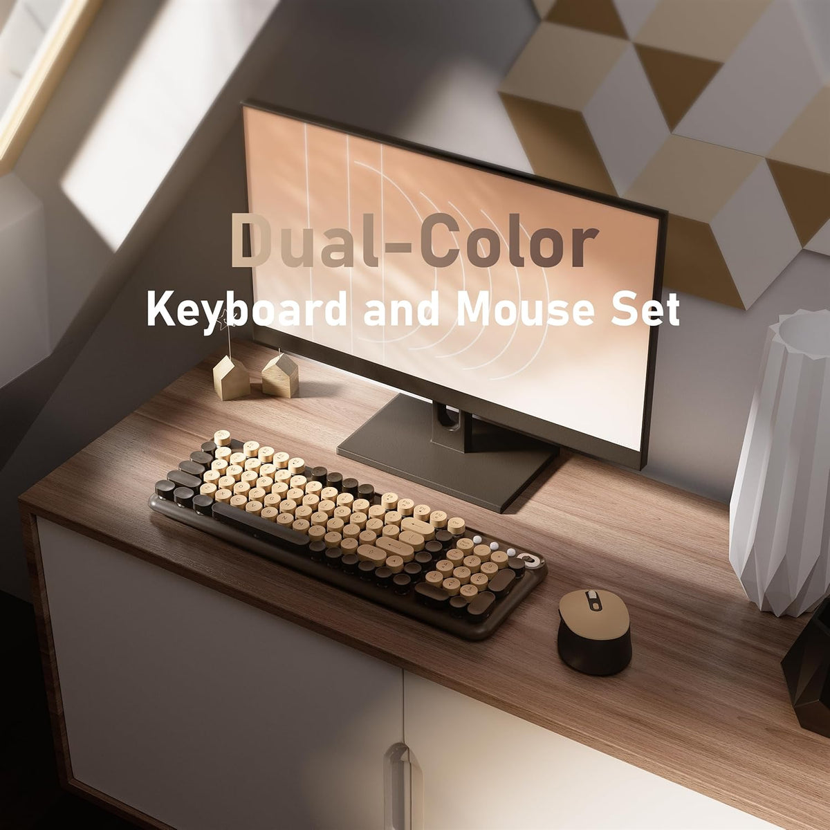 MPTOG Wireless Keyboard and Mouse Combo (Coffee)