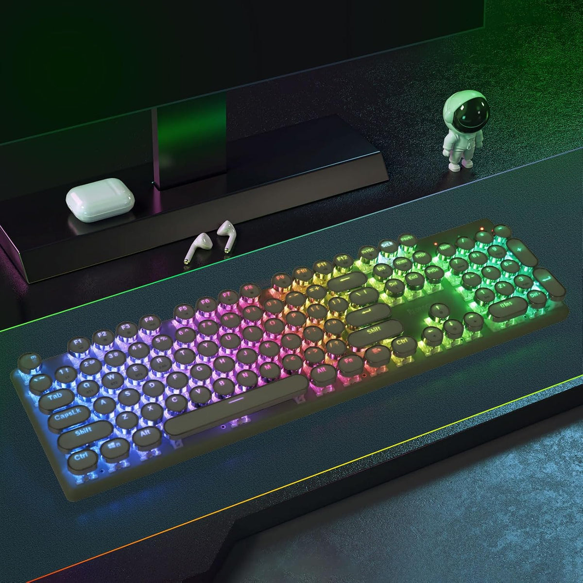 Redragon K710 Wireless Typewriter Mechanical Gaming Keyboard, Green