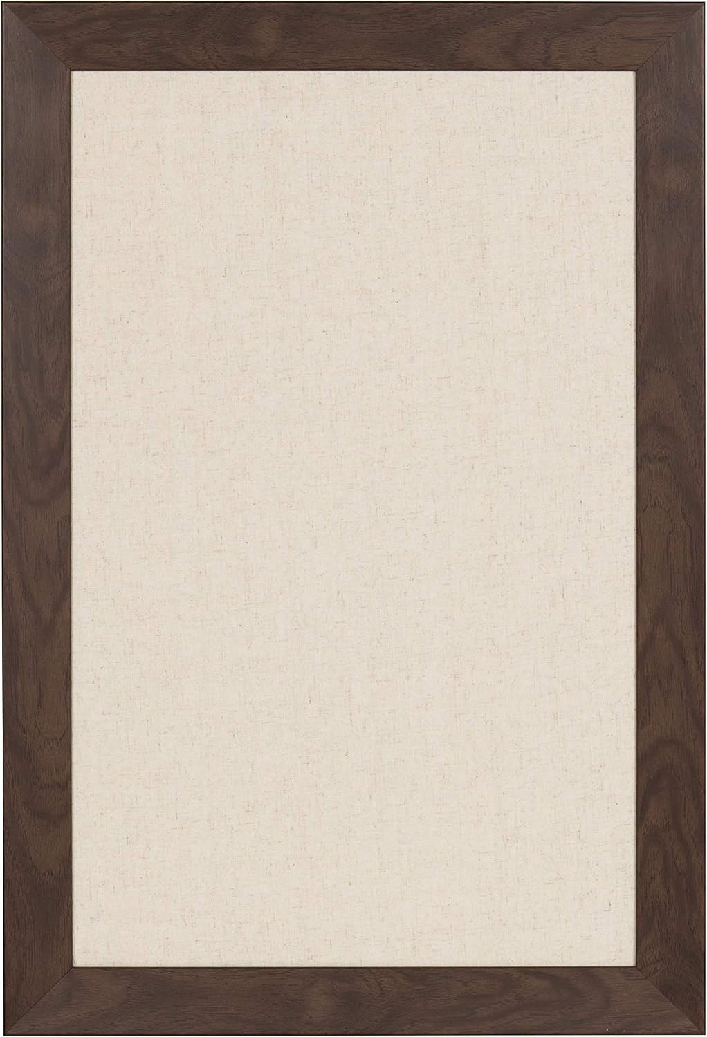 DesignOvation Beatrice Framed Linen Fabric Pinboard, 18x27, Walnut Brown