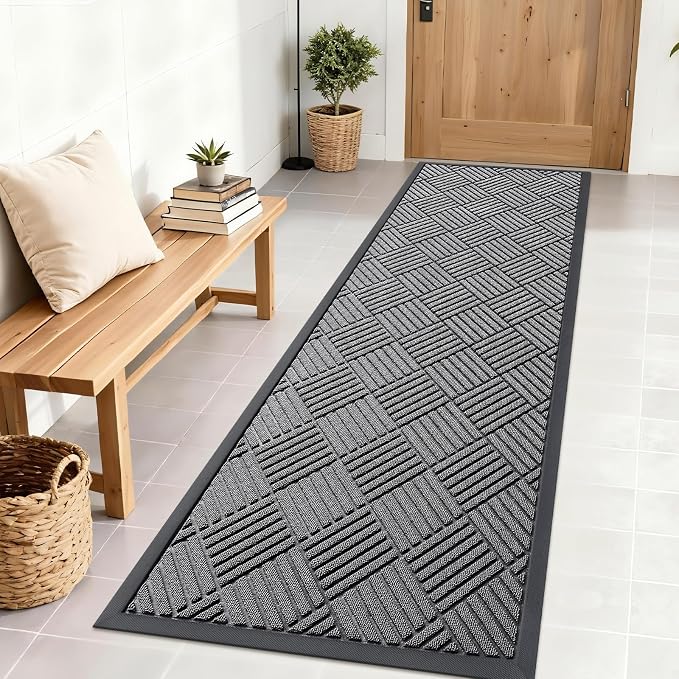 OLANLY Front Door Mat Outside Entrance 71x23, Heavy Duty Sturdy Natural Rubber