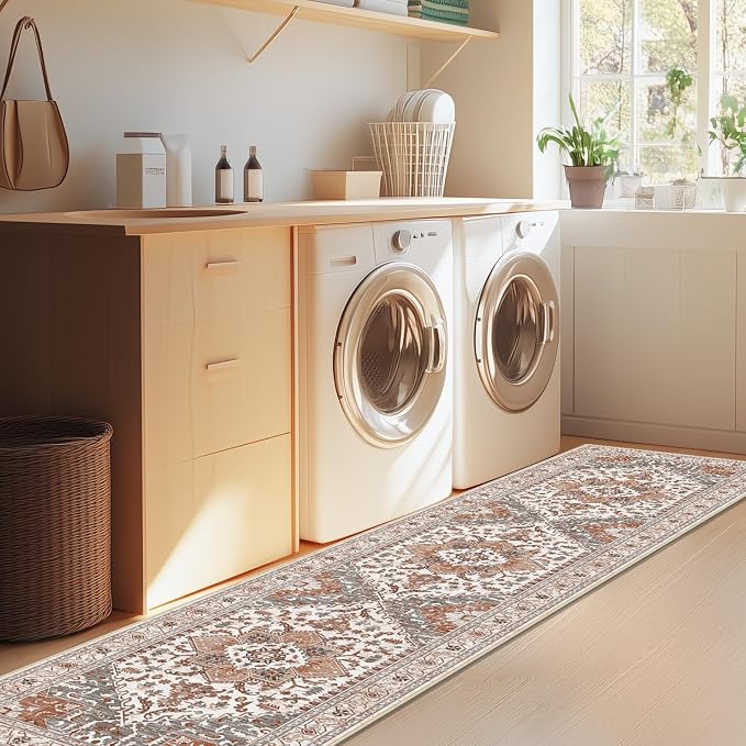 Yamaziot Washable Runner Rug, 2x8 Non-Slip Boho Vintage Hallway Rug Runner