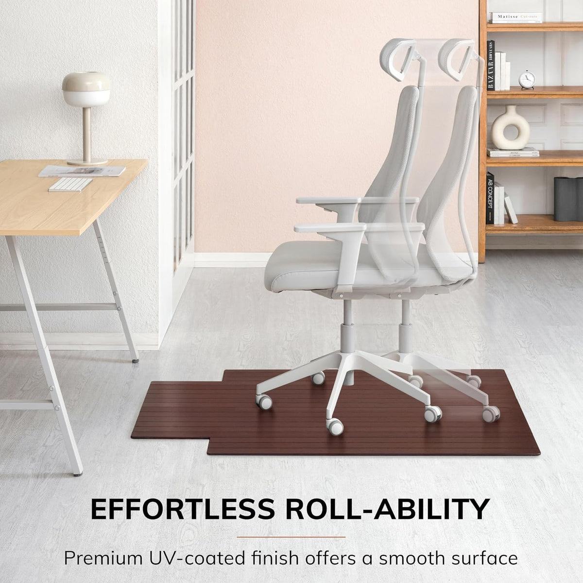 Anji Mountain 48" x 36" Bamboo Office Chair Mat for Carpet & Hardwood Floor