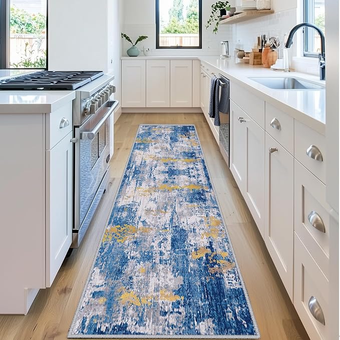 RELEANY Washable Area Rugs 2'x6' Non-Slip Modern Abstract Soft