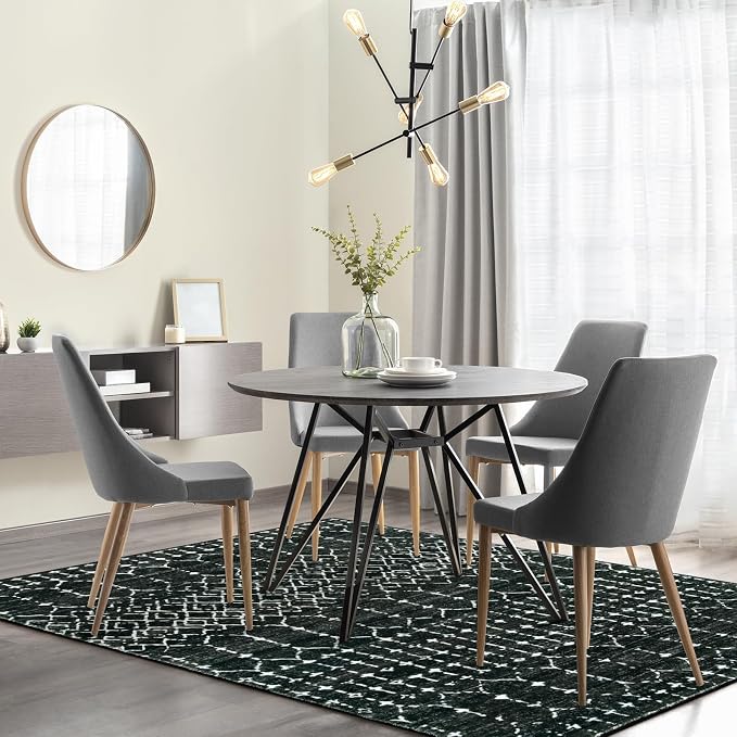 Lahome Moroccan Black Rug for Living Room Washable Area Rug 5x7 Non-Slip