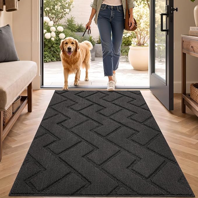 hicorfe Indoor Door Mat, Non Slip Door Mats, Absorbent Resist Dirt Entrance