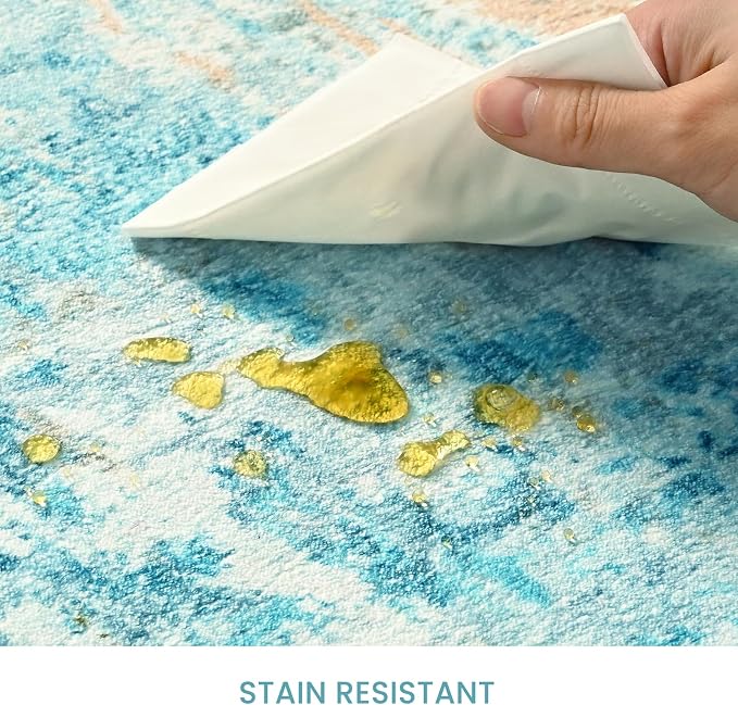 Runner Rug for Kitchen Teal Blue Hallways Runner Rug Non Slip 2'6''x8' Washable