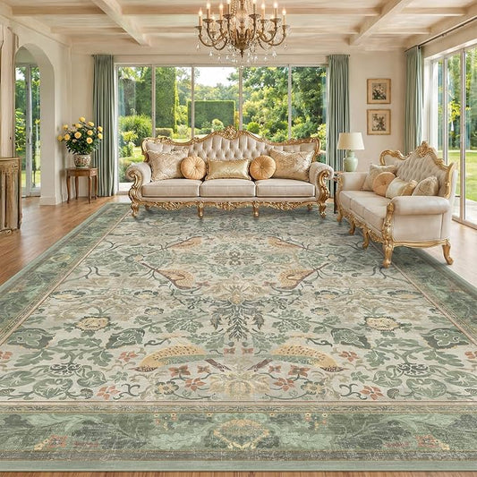Botanical Sage Rug for Living Room