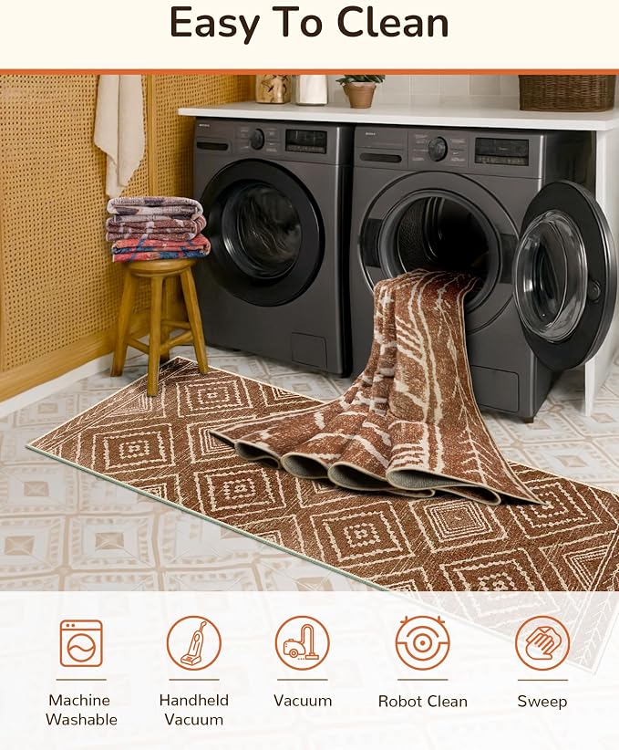 BESTSWEETIE Area Rug 9x12 Machine Washable Non-Slip Low Pile Print Pattern