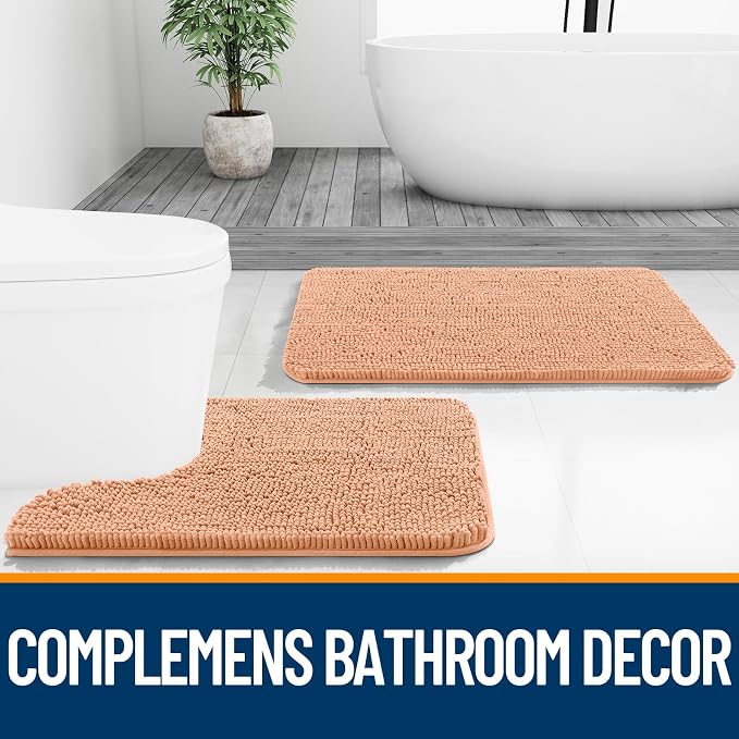 OLANLY Bathroom Rugs 30x20, Extra Soft Absorbent Chenille Bath Rugs, Rubber