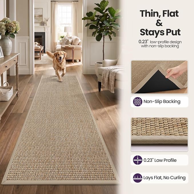 DEX Hallway Runner Rug 2'4''x8, Non Slip Rubber Backing Inside Entryway Carpet