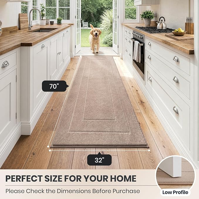PURRUGS Dirt Trapping Door Mat 32" x 70", Non-Slip/Skid Machine Washable